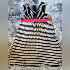 DKNY Black and White Striped Dress with Pink Band